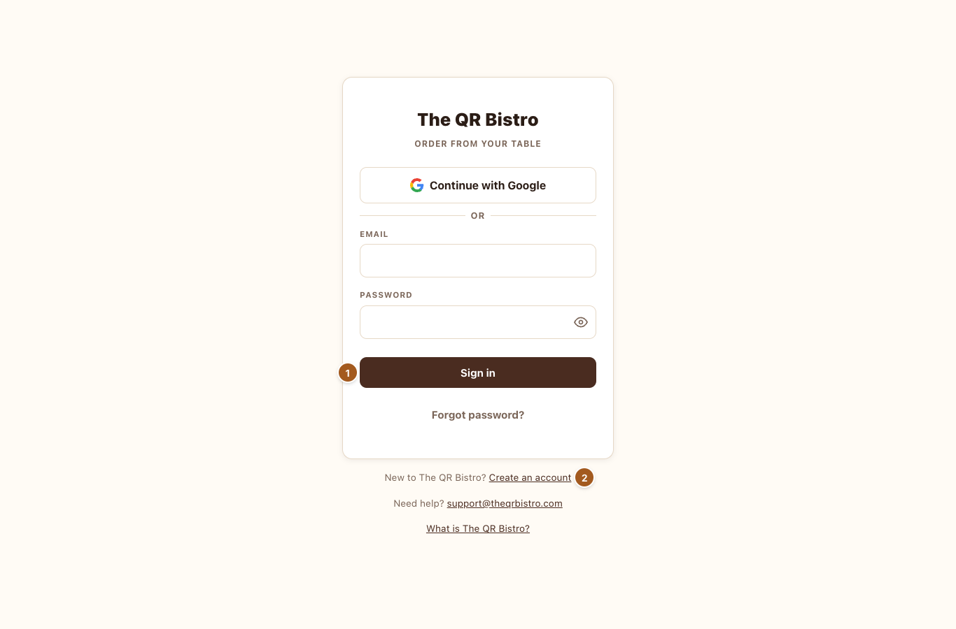 The sign-in page
