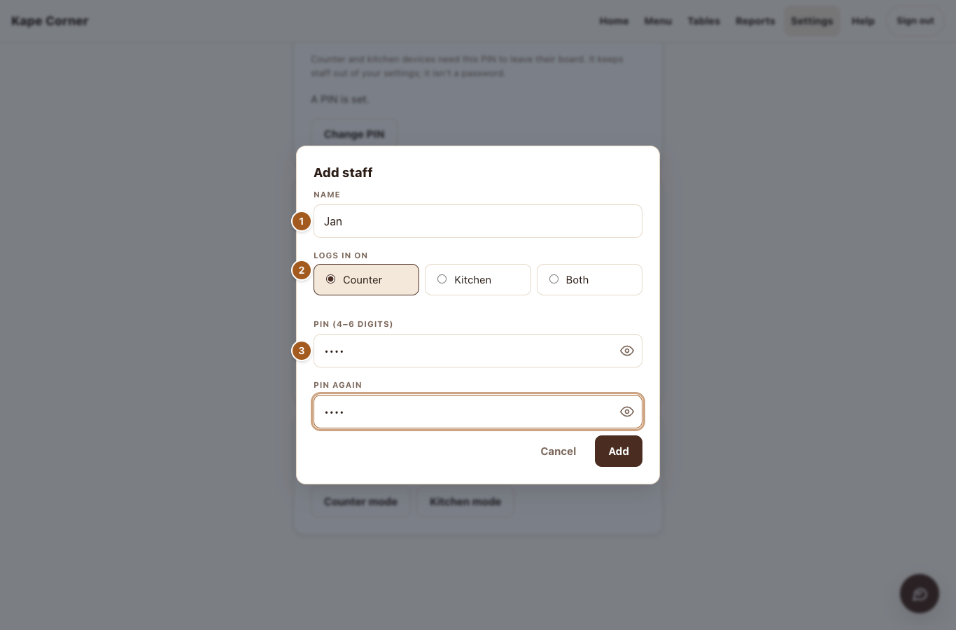 Adding a staff member